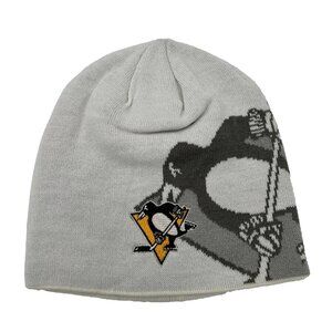 Adidas Unisex Light Gray Knit Logo Pittsburgh Penguins NHL Beanie Winter Hat NWT